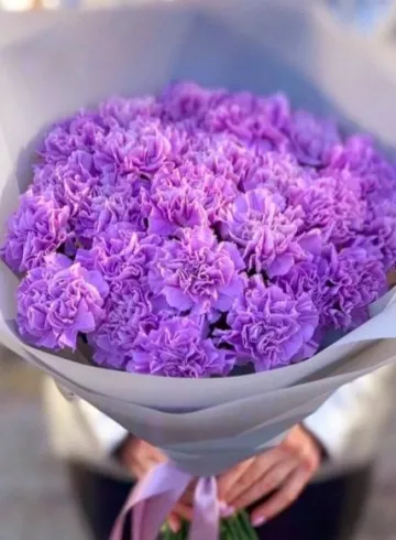 Букет из 25 сиреневых гвоздик от интернет-магазина цветов в 