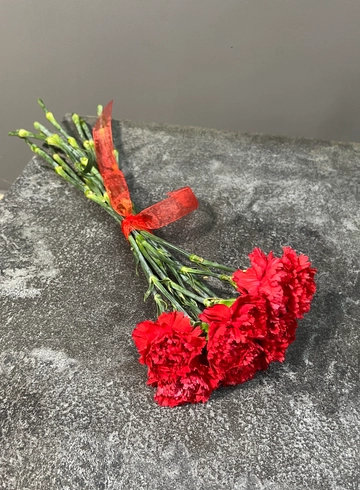 10 гвоздик с лентой  от интернет-магазина цветов в 