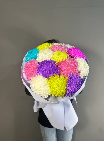 Букет из 15 одноголовых хризантем  от интернет-магазина цветов в 