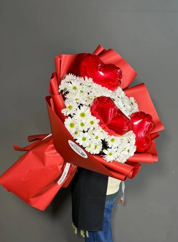 Букет гигант &laquo;Ромашки и сердце&raquo; от интернет-магазина цветов в 