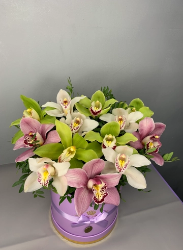 Шляпный короб &laquo; Орхидея&raquo; от интернет-магазина цветов в 